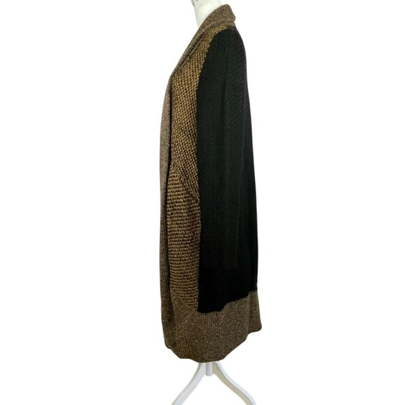 Alembika Wool Blend Long Open Cardigan Jacket Coat Brown Black Size 3/XL Israel - Picture 3 of 16